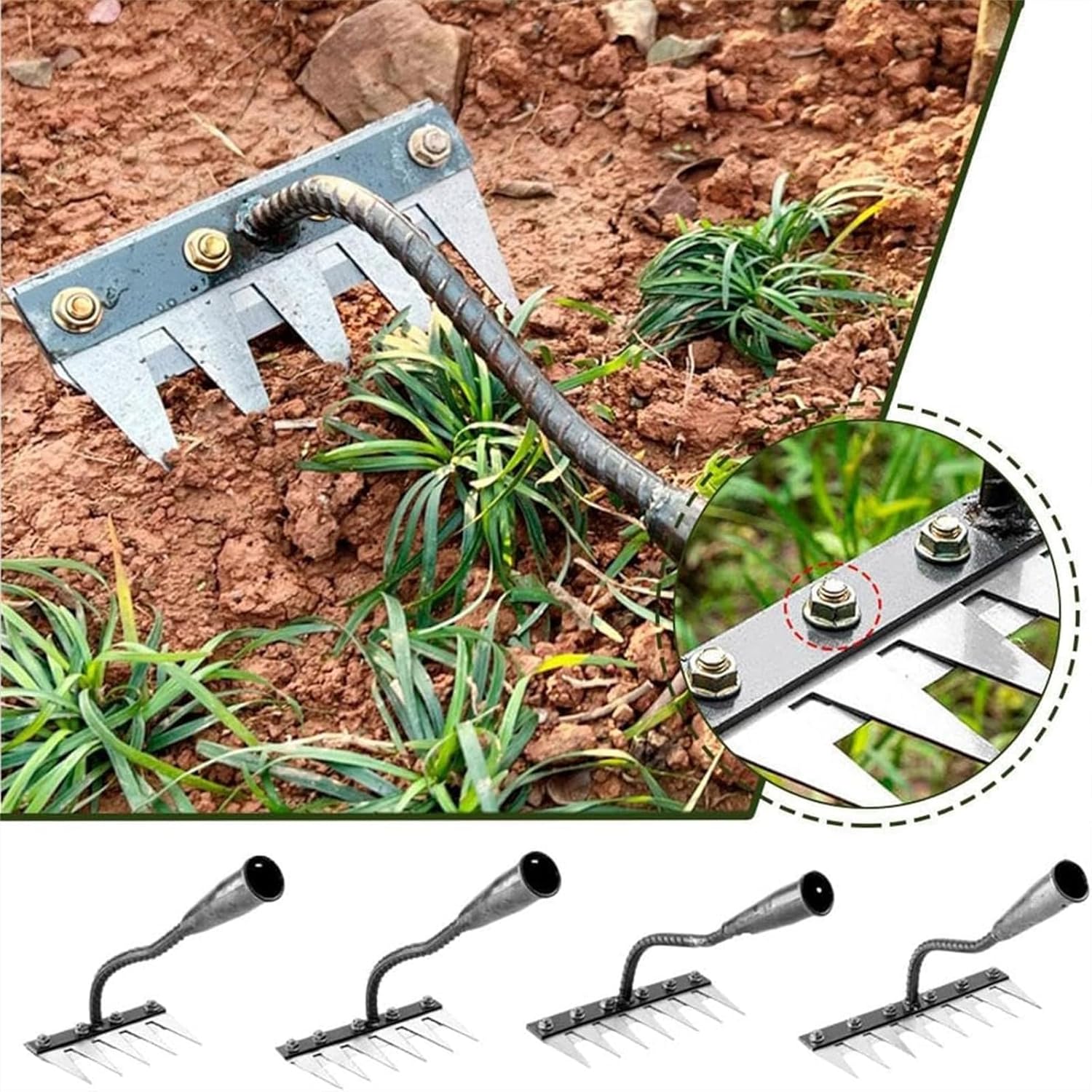 Farming Agriculture Tools - 5/6/7/8 Teeth Metal Rake Garden Manual