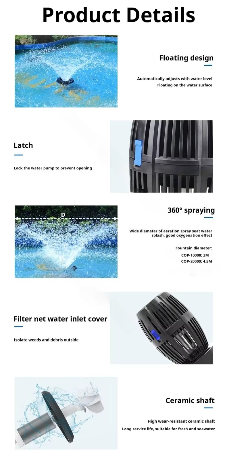 10000L/h Floating Fountain Pum - Farm Pond Liner 评论和价格
